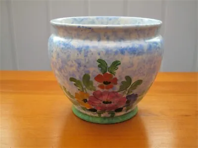 Buy Vintage Decoro Planter / Bowl Hand Painted Flowers Blue Sponged Background • 8.99£