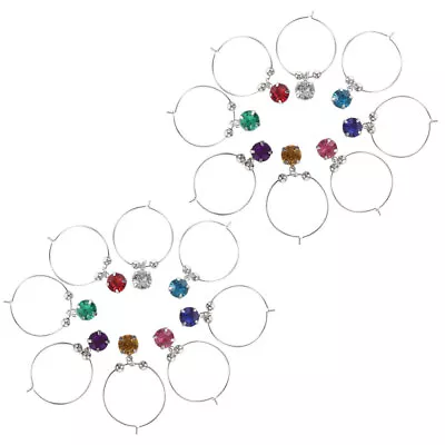 Buy 16pcs Wine Glass Charms Colorful Diamonds Glass Markers (Mixed Color) • 11.75£