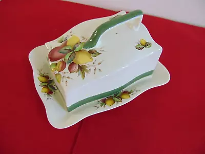 Buy CROWN DUCAL WARE ENGLAND Covered Butter/Cheese Dish & Handled Lid NORVIC CITRUS • 31.26£