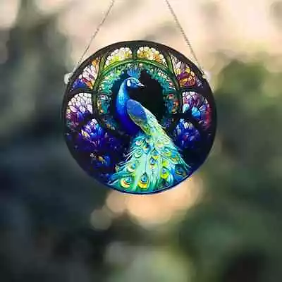 Buy Peacock Acrylic Sun Catcher Window Pendant Stained Glass Effect FREE P&P UK • 12.99£