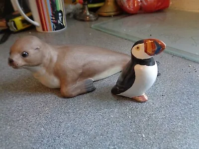 Buy Aynsley Common Seal Figurine + Glit Pottery Puffin (condition Issue) • 9£