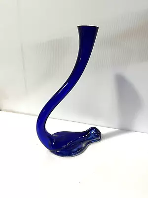 Buy Art Deco Cobalt Blue Hand Blown Glass Vase 11.25 X 7  • 30.31£