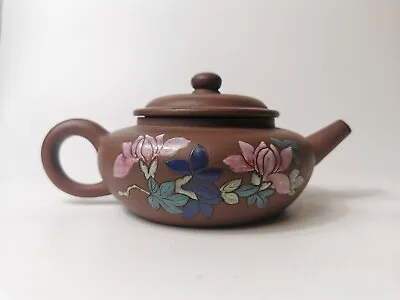 Buy 20th Century Chinese Yixing Pottery Teapot Painted Famille Rose   Sealed Mark #3 • 180£