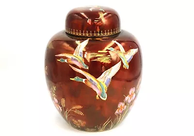 Buy Vtg CARLTON WARE 'Rouge Royale' Hand Painted LUSTRE Glazed GINGER JAR 9  - W14 • 24£