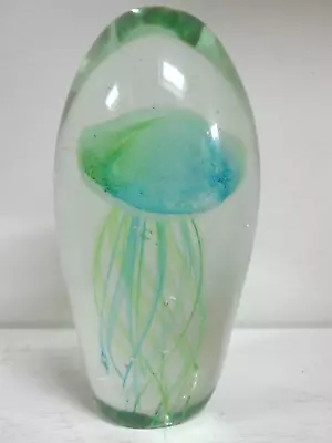Buy Glass Jellyfish Paperweight Ornament - 15.5 Cm Tall - Teal/Green • 22.99£
