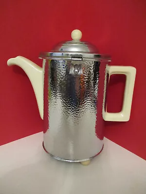 Buy Vintage Coffee Pot With Hammered Chrome Casing - Kosy Kraft /Ellgreave Pottery? • 25£