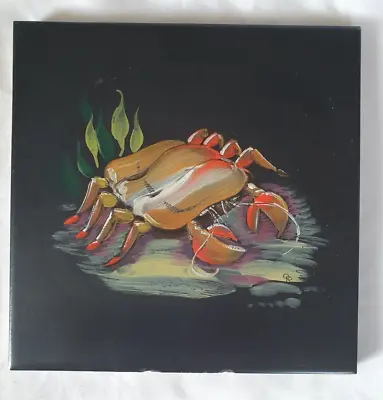 Buy Striking Retro Hand Painted Crab Sea Themed Design 6 Inch Tile • 20£