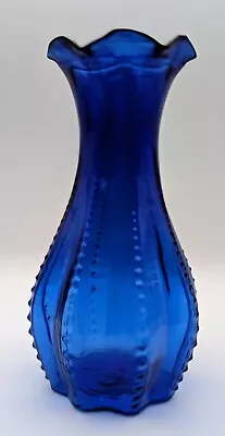 Buy Vintage Imperial Glass Cobalt Blue Vase With Hobnail Designs  • 11.51£