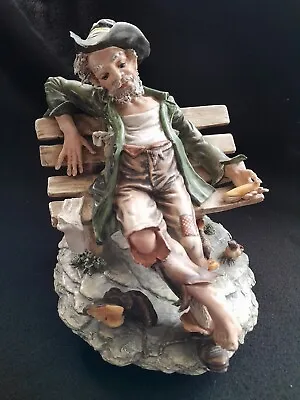 Buy Vintage CAPODIMONTE Exceptionally Sculpted Figure Of Tramp Sitting On A Bench • 147£