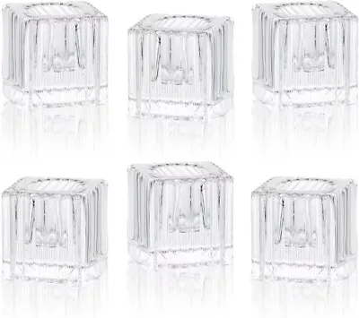 Buy 6 Pcs Small Square Cube Clear Glass Candlestick Holder For Taper Candle Stick • 14.98£