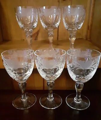 Buy 6 X Royal Brierley Crystal HONEYSUCKLE Large Wine Glasses 15cm • 89.99£