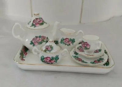 Buy York House Mini Tea Set Teapot Trio Jug Bowl Tray Bone China Floral With Gold • 13.99£