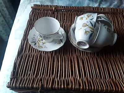 Buy 5 COLCLOUGH BONE CHINA STARDUST No 6791 TEA CUPS And SAUCERS • 9.50£
