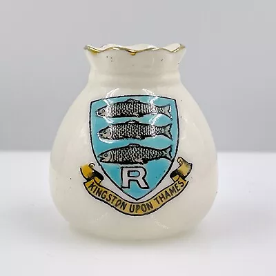 Buy Vintage Willow Art Crested China Model Of Vase - Kingston Upon Thames Crest • 2.90£