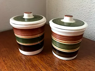 Buy Vintage 'Dragon Pottery' 2 X Small Storage Jars + Lids • 9.99£