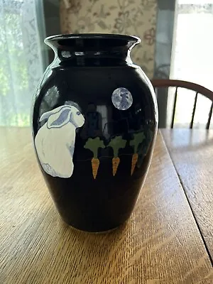 Buy Karen Howell Blue Rabbit Moon Pottery Porcelain Vase Rabbit In Moonlight 9  Tall • 240.74£