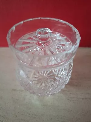 Buy Crystal Cut Glass Geometric Pattern Preserve Jar & Lid 10cm High. • 14.99£