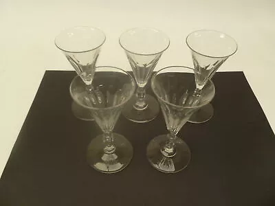 Buy Antique Victorian Drinking Glasses X 5 - C.1860 - Small Wine/Liquor - Excellent • 34.99£