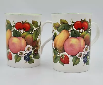 Buy 2 X Crown Trent  Harvest  Fine Bone China Coffee /Tea Mug Fruit Berries Vintage • 8£