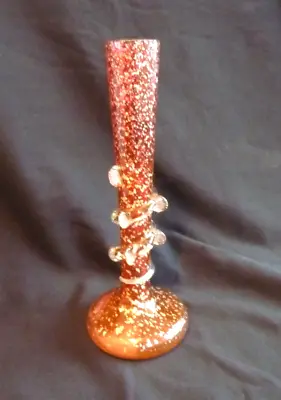 Buy Vintage Cranberry Glass Vase - Frilled Gold Silver Mica Flecks. Murano Bohemia ? • 15£