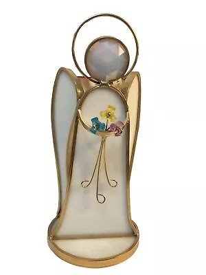 Buy GlasGlo Stained Glass White And Gold Angel Light Catcher 6.25 Inches Figurine • 21.12£