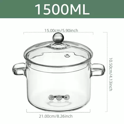 Buy Transparent Glass Soup Pot With Lid Cooking Pot With Double Handle High Temperat • 25.66£