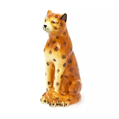 Buy Retro Ceramic Leopard Ornament Figurine | Vintage Style Cheetah Big Cat Statue • 17.99£