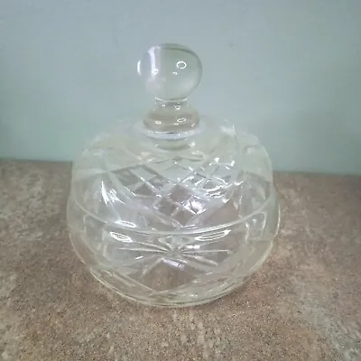 Buy Vintage, Clear Cut Glass, Dressing Table Trinket Pot With Lid  • 6.95£