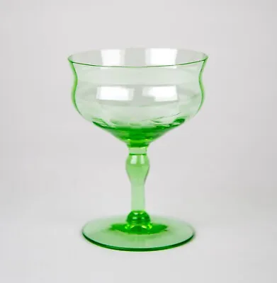 Buy Vintage Green Depression Glass Floral Etch Optic Champagne Sherbet  • 18.04£