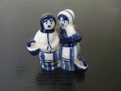 Buy USSR Pottery Two Ladies Hand Painted Blue And White 8 Cm • 7.50£