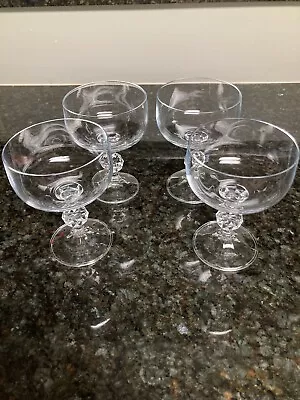 Buy Claudia Bohemian Crystal ~ Set (4) 5” Champagne Glasses ~ Czechoslovakia • 17.01£