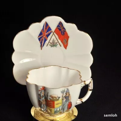 Buy Late Foley Shelley Daisy Cup & Saucer  Hand Painted Flags Shield Gold 1910-1916 • 131.85£