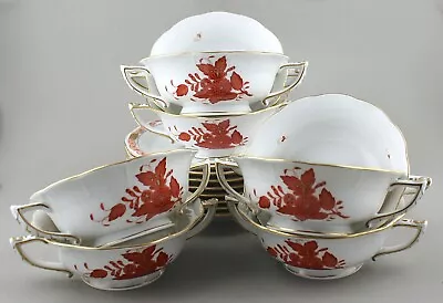 Buy Herend Chinese Boquet Apponyi Rust Aog Soup Coupes & Saucers X 8 743 1st Perfect • 525£