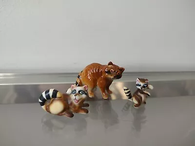 Buy Vintage Miniature Mini Bone China Animal Figurine Set Of 3 Raccoons • 14.33£
