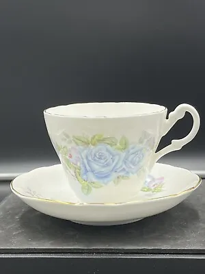 Buy Vintage ROYAL STUART Blue Roses Fine Bone China Tea Cup & Saucer Made In England • 16.36£