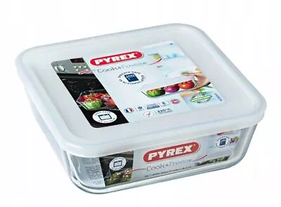 Buy Pyrex Cook & Freeze Glass Square Dish With Plastic Lid 20cm X 20cm 2l • 10.89£