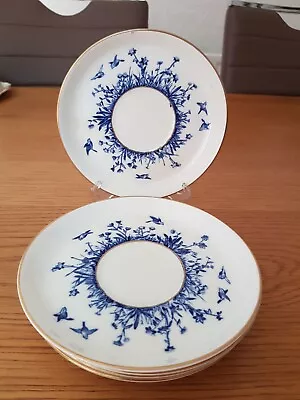 Buy 5 VINTAGE CRESCENT AND SONS  George Jones SAUCERS BLUE AND WHITE BIRDS PATTERN  • 7£