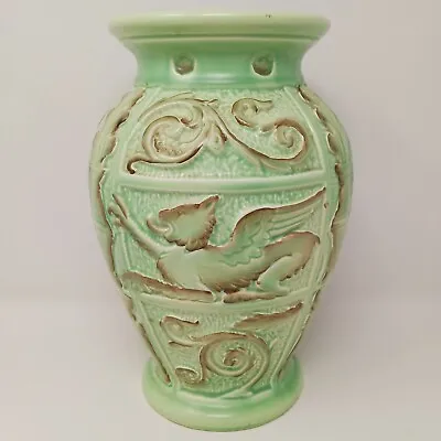 Buy Burgess & Leigh Burleigh Ware Ironstone Heraldic Dragon Vase C1940s B&L Relief • 40£