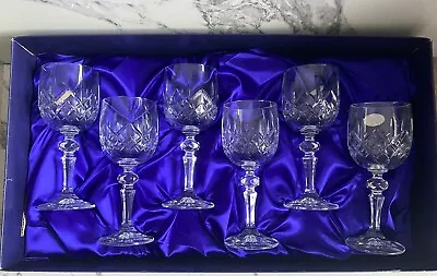 Buy Vintage Royal Doulton Set Of 6 Crystal Wine Glasses, Boxed. Stratford Design. • 99£
