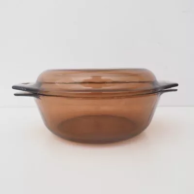 Buy PYREX Corning Smoked Amber Brown Glass Casserole Dish 20cm With Lid • 11.99£