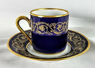 Buy Vintage Limoges Demitasse Cup And Saucer Gold Cobalt Porcelain Coffee Tea Cup • 52.74£