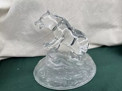 Buy Cristal D'rque Lead Crystal Polar Bear Ornament Frosted Glass Base  13.5cm Long • 6.90£