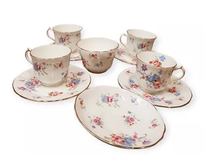 Buy Set Of 4 Hammersley & Co Bone China Floral Tea Cups & Saucer With Sugar Bowl • 50£