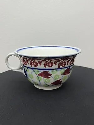 Buy 🔴⚪🔵 Gaudy Welsh Staffordshire Porcelain Flow Blue Handled Mush Cup • 43.43£