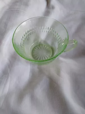 Buy Anchor Hocking Roulette/Many Windows Green Vaseline Depression Glass Cup • 6.64£