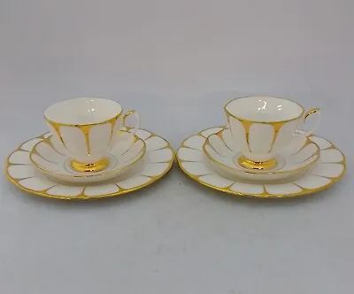 Buy 2 X Vintage Royal Vale Daisy Strike Tea Trios Cups, Saucers, Plates (AN_6509) • 15£