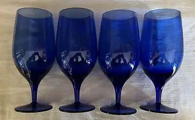 Buy 4 Vintage Bristol/Cobalt Blue Wine/Water Glass/Goblet 20cm Tall • 40£