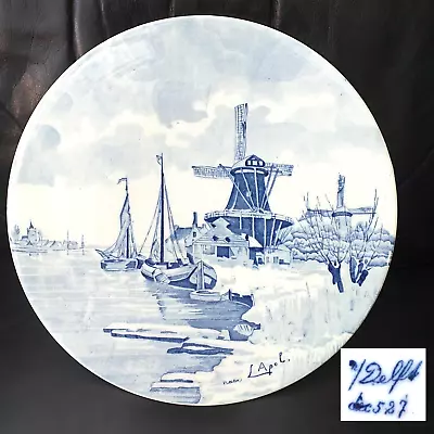Buy Blue And White Dutch Delft Large Charger Plaque 12” Traditional Theme C1920 • 13.99£