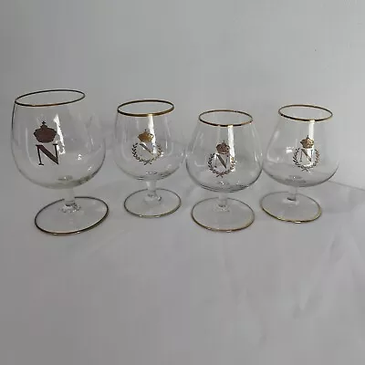 Buy Baccarat Napoleon Crown Brandy Snifter Lot Of 4 Cognac Glasses Gold Rimmed Bar • 60.74£