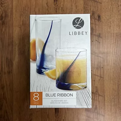 Buy Libbey Cobalt Blue Ribbon Impressions On The Rocks Drinking Glasses 4/370ml-44ml • 37.46£